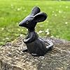 Animal Crackers Pair of solid cast iron mice garden ornament decorations, one 'talking' one 'listening', mouse lover gift #2