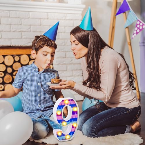 Birthday Decorations LED Light Up Number Centerpieces Table Decorations for Party Supplies Backdrop Wall Decor for Birthday Party Decorations (Video Game Theme, Number 9)