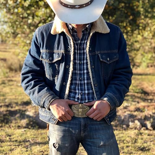 Image of SANSTHS Western Cowboy Belts for Men Women, Mens Western Belt Bull Buckle Country Belt Cowboy Leather Belt for Jeans