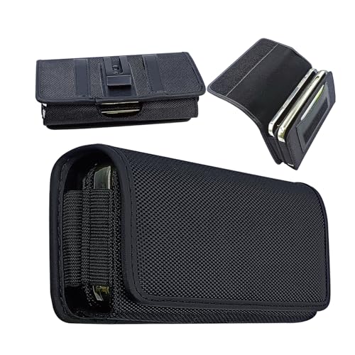Dual Phone Case for Two Phones Two Phone Case Holder One Case Double Layer Holster Pouch with Belt Clip for iPhone 16 15 14 Pro Max 6.6 Large Smartphone - Black