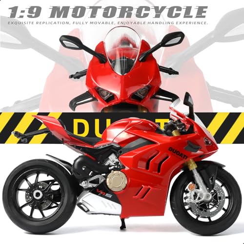 Image of 1:9 Motorcycle Model for Ducati Panigale V4 SP2 Metal Die-cast Motorcycle Model No Assembly Required Mini Finished Moto Gift for Adult(Red)