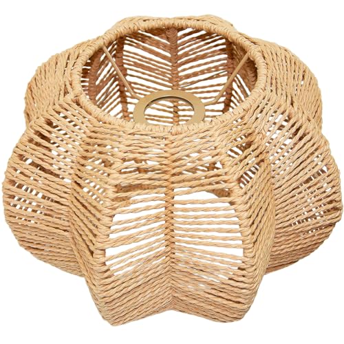 Image of Hanging Light Rattan Lamp Shade Boho Lampshades for Rattan Pendant Lights Ceiling Light Table Lamps Floor Hanging Lights Plug in Pendant Light Wall Sconce