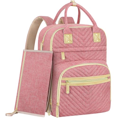 Tenot Diaper Bag Backpack for Women with Changing Pad Bag Pink