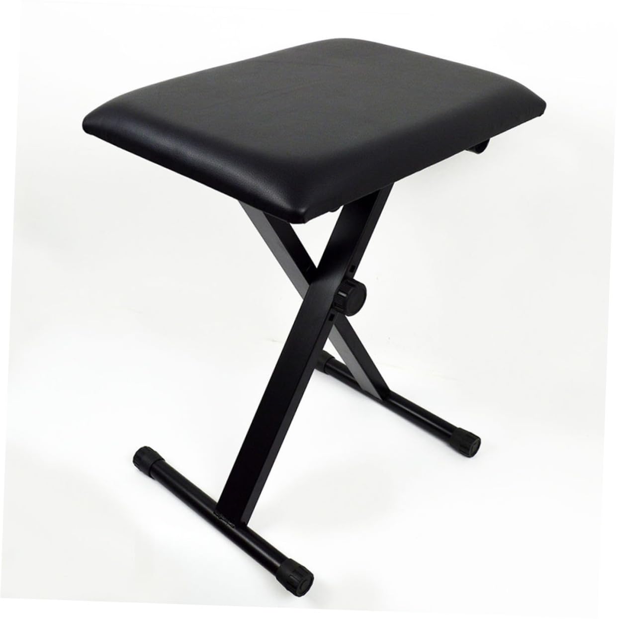 minkissy Höhenverstellbare Klavierbank X Stil Faltbar mit Gepolstertem Sitz aus Stahl Rutschfester Keyboard Hocker für Passend für Klavier und Schminktisch Schwarz