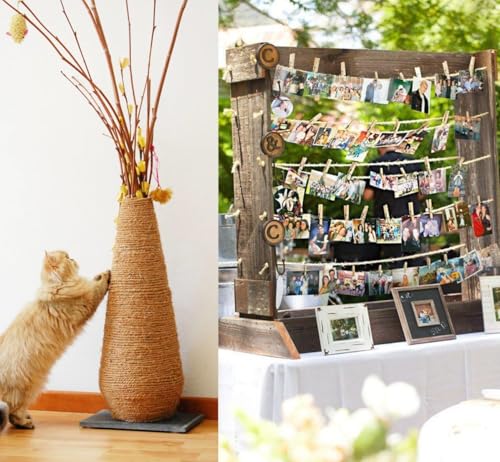 Garten Juteschnur 1mm Dicke paketschnur,Bindegarn,500M Gartenschnur,Bastelschnur Kordel Rolle mit,100% Jutegarn Naturfarbe