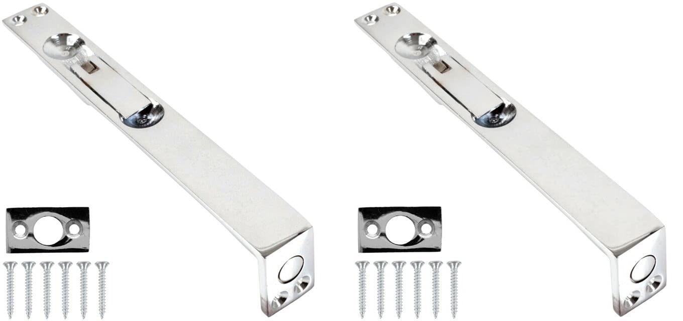 Golden Grace Flush Door Bolt in Polished Chrome Finish, Concealed Security French Double Door Bolts, Pack of 2-6" 150mm