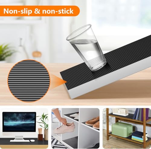 Image of ElastPro (45cm X 10) Black EVA Food Grade Washable Anti Slip Mat /Sheet for Fridge, Shelf Liner, Table, Kitchen Drawer mat (Line Black, 10 Meter)