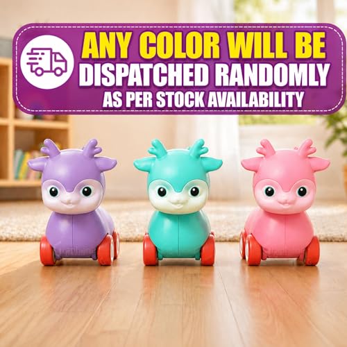 Image of GRAPHENE Press & Go Deer Animal Toy [Deer] for 6-24 Months Kids Toddlers Friction Powered with 360 Rotation Baby Racing Car Birthday Gift Toy Boys Girls (Multicolor)