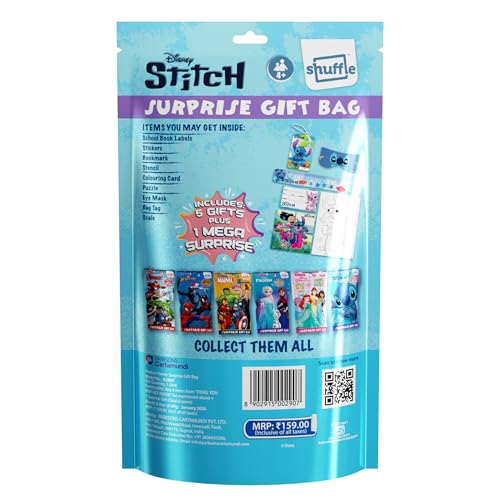 Image of Shuffle Stitch Surprise Gift Bag for Kids | 6-in-1 Disney Stitch Activity & Stationery Set with Mega Surprise | Birthday Return Gift