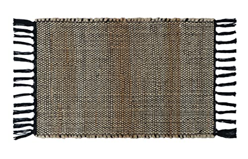 Image of The Home Talk Hand-Made Tablemat - Vintage Mats for Parties, Dining Table, Coasters - Decorative Placemats - 100% Jute Natural Fibers - Pack of 6 (13 x 19 Inches - Black)