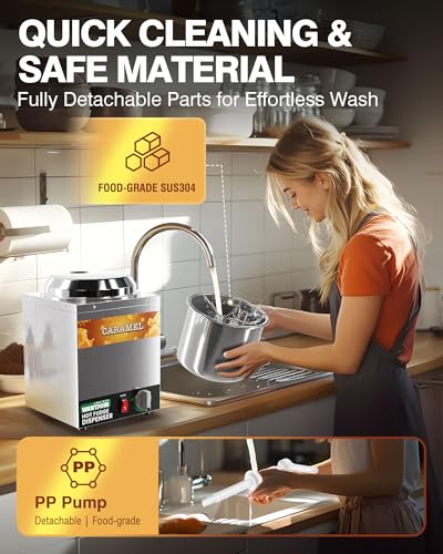 WantJoin Nacho Cheese Dispenser with Pump,2.8Qt Nacho Cheese Warmer,Stainless Steel Hot Fudge Warmer W/5-Level Temperature Adjustment,Commercial Hot Fudge Dispenser for Hot Fudge Cheese Caramel