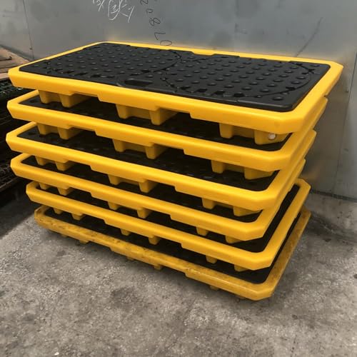 Detachable Oil Spill Platform, Commercial Spill Containment Workstation - 2 Drum, Low-Profile Modular Pallet, Stackable Grating Tray for Garage Factory(130x68x15cm(51-1/5x26-4/5x5.9in))
