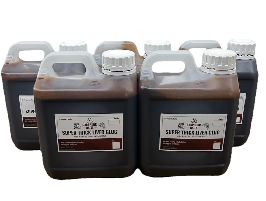 Carppurr baits Super Thick Liver Glug 500ML-1L-2L-3L-5L – Sticky Fishing Bait Attractant for Carp, Catfish & Sturgeon – Long-Lasting Hookbait & Pellet Coating – Coarse Fishing (5 litre)