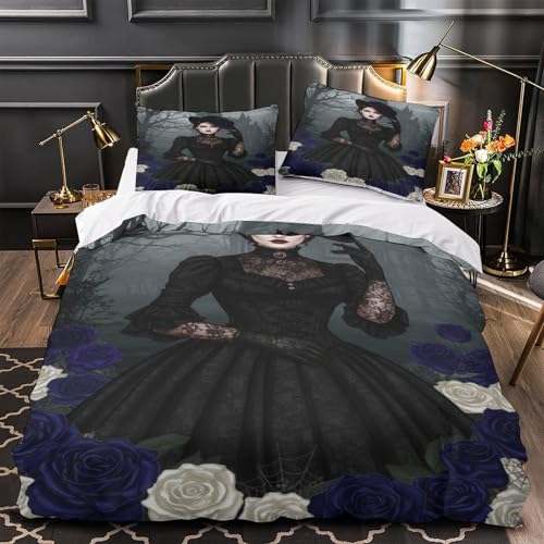 Housse de couette gothique 140x200cm linge de lit microfibre dark fantasy - 2