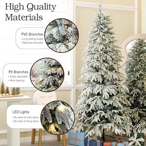 6ft slim flocked christmas tree pre lit w 398 premium pepvc tips 160 warm white led lights skinny noble artificial christmas tree easy assembly for home corner narrow place  urban country home decor