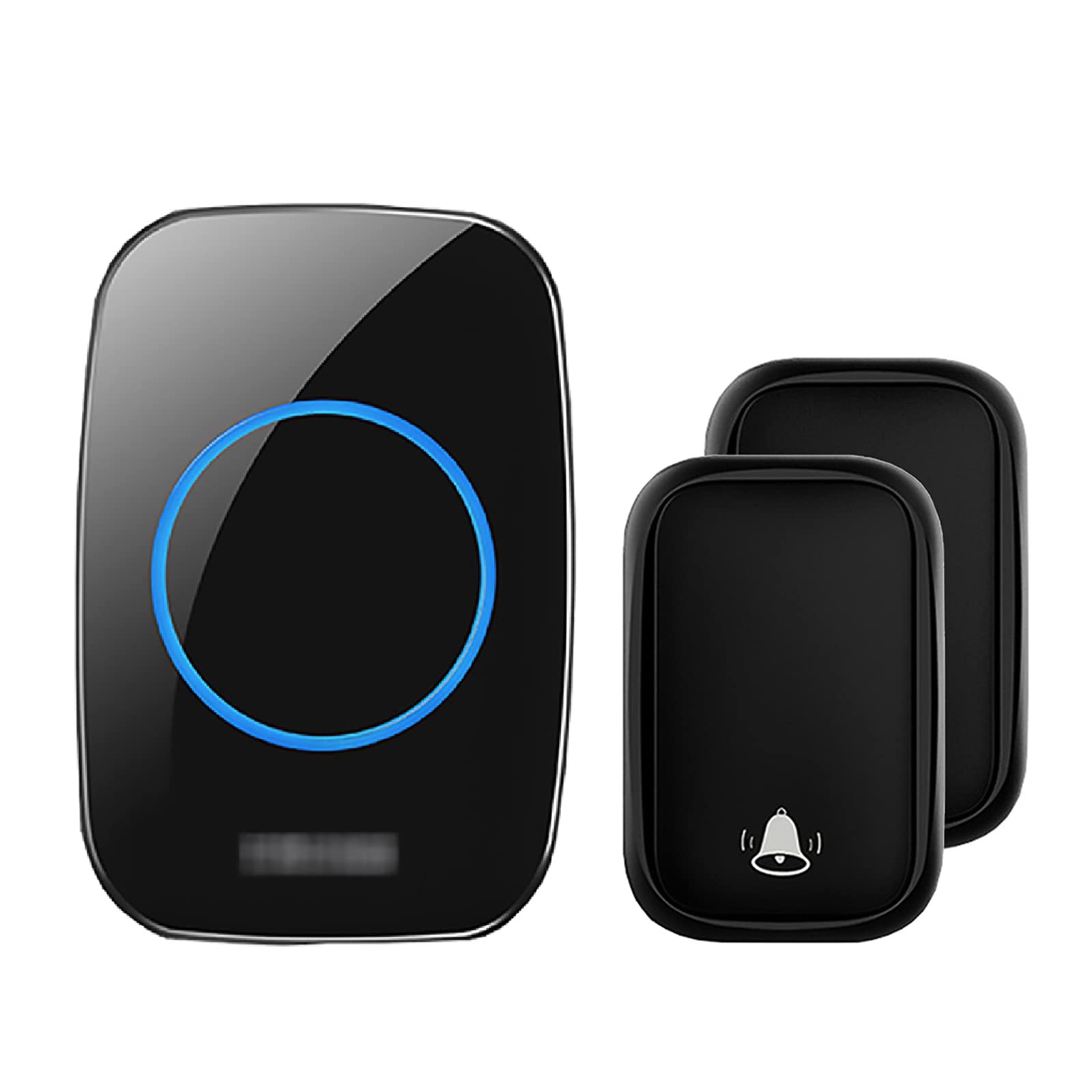 Timbre inalámbrico, timbre inalámbrico autoalimentado a prueba de agua IP44 que funciona a 490 pies de largo con 60 timbres, 5 niveles de volumen para el hogar, timbre de puerta inteligente(Negro