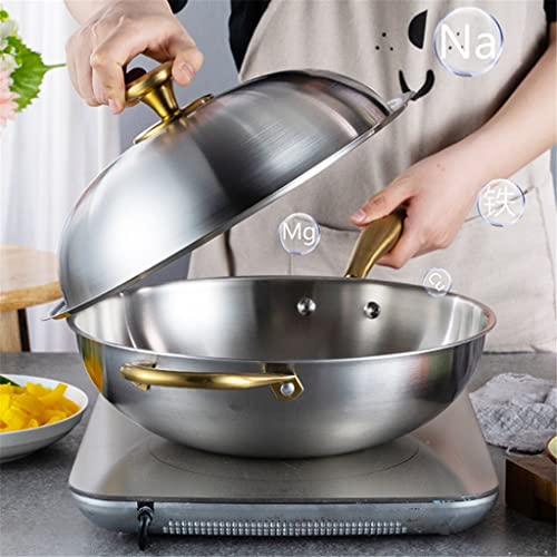Wok de acero inoxidable 304 sin recubrimiento 34 cm miniatura 4