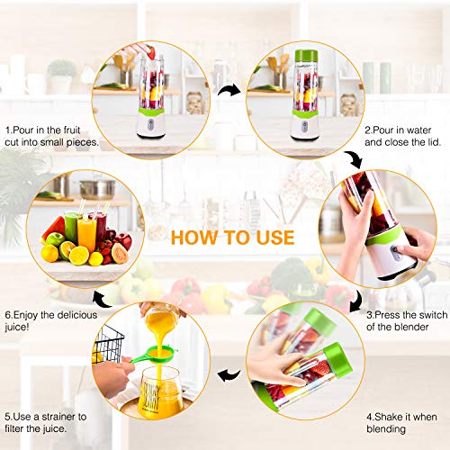 Frullatore Portatile Edihome - Bicchiere In Vetro 380 Ml, Ricaricabile USB, 2000mAh, Per Frullati E Succhi