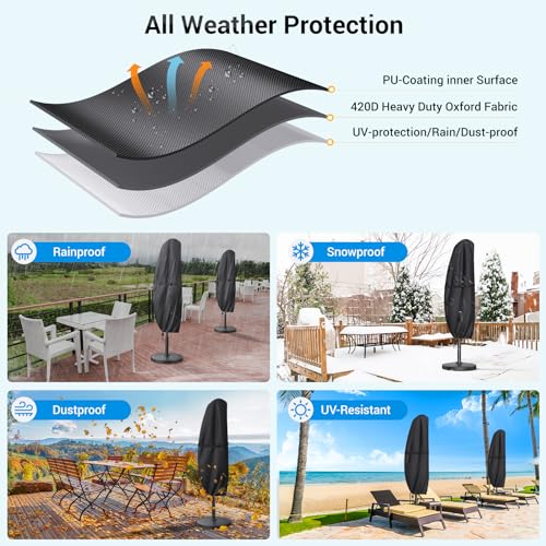 Capas de guarda-chuva de pátio, 3,6 a 4,3 m