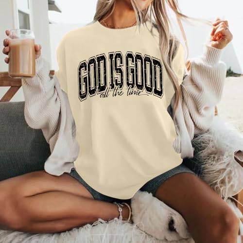 Image of Christian T Shirts for Women God is Good Shirt Oversized Jesus Religious Faith Inspirational Tshirts Bible Verse Tops