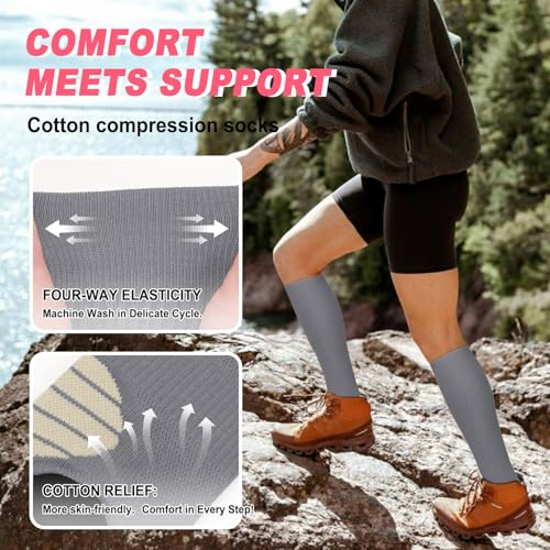 Image of Iseasoo 4 Pairs Compression Socks for Women Circulation-Best Support for Nurses,Running,Athletic,Travel