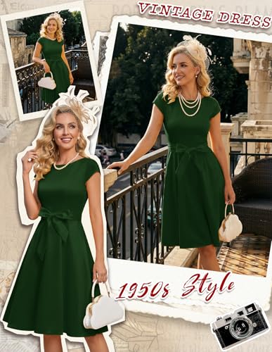 Image of Dressystar Women's Vintage 1950s A Line Cap Sleeve Cocktail Party Dress