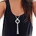 MOLOCH Y Shaped Lariat Necklace Long Tassel Circle Pendant Necklace Set Woman Delicate Jewelry (silver)