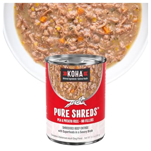 KOHA Pure Shreds Beef Entrée for Dogs, 12.5oz Cans (Pack of 12)