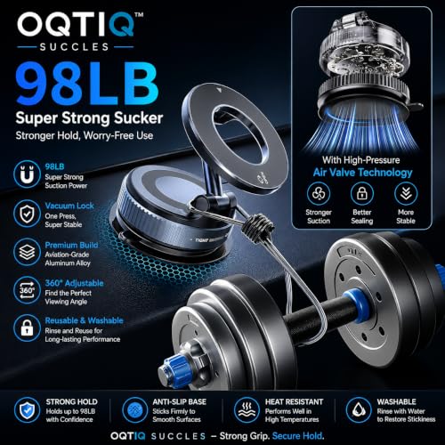 Image of OQTIQ SUCGLES Vacuum Magnetic Phone Holder for Car, 360 Adjustable Foldable Mobile Holder with Ultra Strong Suction & Powerful Magnetic Grip, Dashboard, Windshield & Desk Mount for All Smartphones