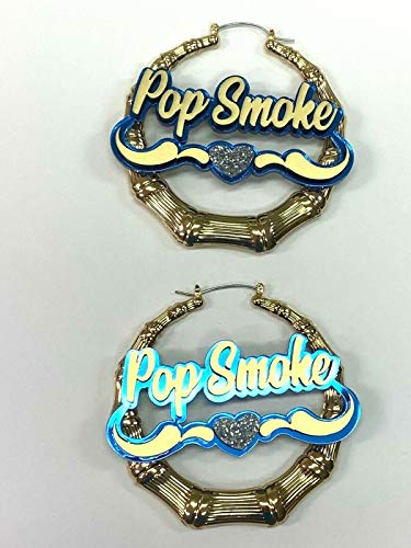 Personalized Custom Gold Hoop Bamboo Earrings Name Plate Swirls Heart Design Laser Cut Design Stunning Look - Quality, Attractive Gold Bamboo Earrings, Made To Order - 3.5 INCHES size4