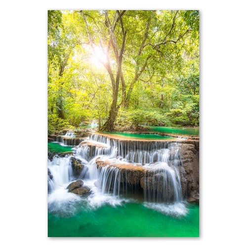 Postereck - 3599 - Tirage Chute d'Eau Nature Forêt Paysage Rivière Lac – Art Mural, Cascade, Vert, Zen - Affiche - DIN A3 29,7 cm x 42,0 cm