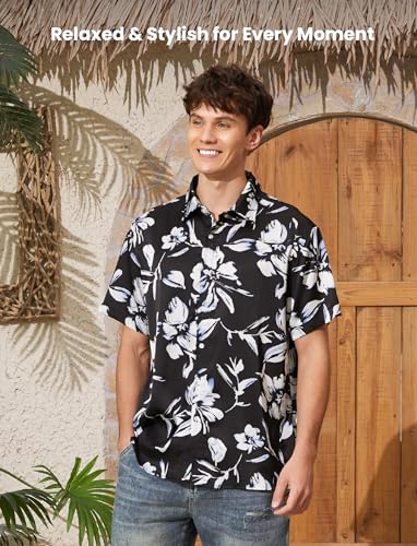 Image of PATPAT Couples Matching Outfits Hawaiian Women Dresses & Men Shirts | Matching Cruise Outfits for Couples, Beach Vacation Outfits, Spaghetti Strap Midi Sundress, Men Boho Tropical Print Shirt