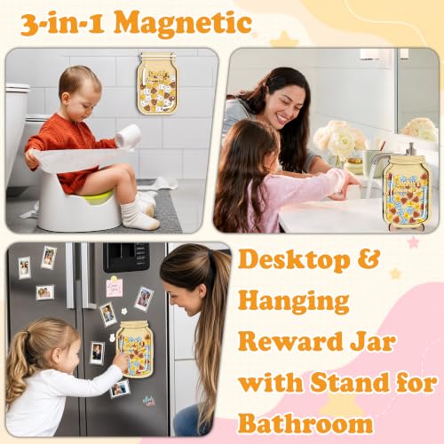 Image of Personalized Magnetic Reward Jar for Kids, Wooden Potty Training Reward System with Acrylic Tokens, Positive Behavior Tool for Toddlers, Back to School Gift for Boys & Girls, Classroom Decor