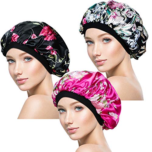 3 Pieces Soft Sleep Cap – Night Satin Bonnet with Wide Premium Elastic Band for Women