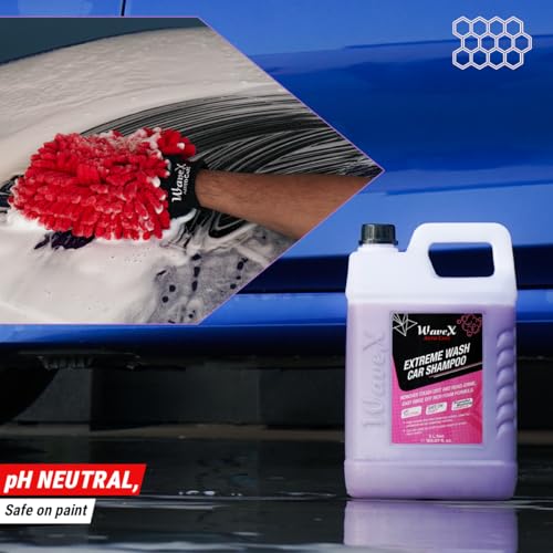 Image of Wavex Car Shampoo Extreme Wash 5L with Two Pcs Microfiber Cloth 40x40cm 340gsm | pH Neutral | Also works as Foam Wash Shampoo