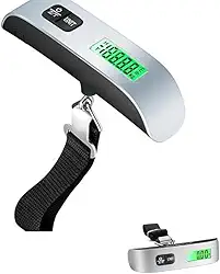 Balança de Bagagem, Pesca e Uso Doméstico Compacta e Resistente Linha Premium Portátil de Mão Até 50kg Com Alça Trava, Visor LCD