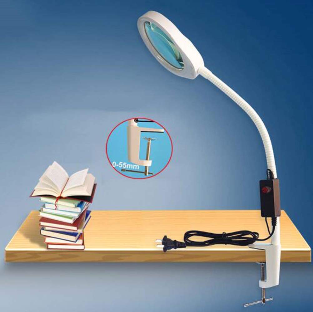 Lampa powiększająca LED z zaciskiem, z regulowanym obrotowym ramieniem, 10X 20X lupa pionowa biurkowa lampa powiększająca światło piękno regulowany stojak kosmetyczny Keep it in mind