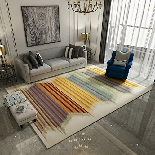 Tapis décoration Chambre Fille Conception de Rayures géométriques Graffiti Jaune Bleu Vert Decoration Chambre Deco Maison Moderne 80x160cm Cover