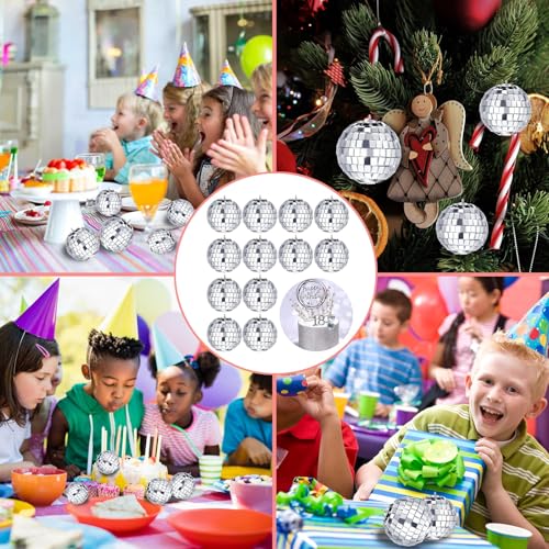 12 Stück Mini Discokugel Deko, Discokugel Klein, Glänzende Discokugel Deko für Weihnachtsbaum Hochzeit Geburtstagsfeier Dekoration Lichteffekt, Perfekte Kleine Discokugel für Deine Party