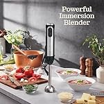 Powerful Immersion Blender, Electric Hand Blender 500 Watt with Turbo Mode, Detachable Base. Handheld Kitchen Gadget Blender Stick for Soup, Smoothie, Puree, Baby Food, 304 Stainless Steel Blades - Image 2