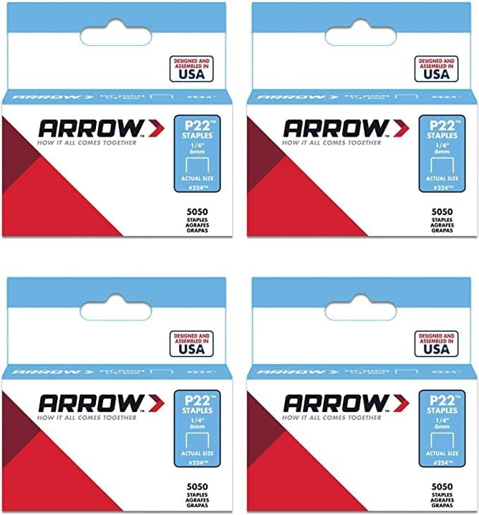 ArrowP22 Staples #224-1/4 Inch 6 mm Staples for P22 Stapler, Sold 4/Zack Pack