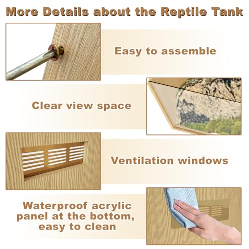 Nalwort Tanque de Dragão Barbudo de 34 Galões, Tanque de Terrário de Répteis com Fechadura, Grande C