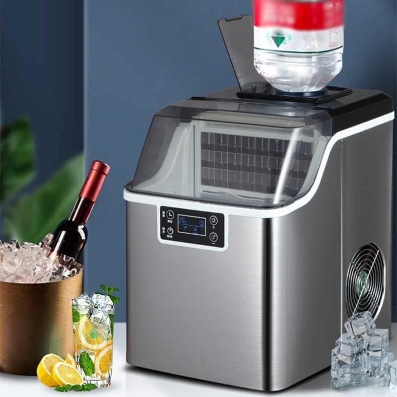 Fabricadora de hielo portátil comercial y para hogar, eléctrica, con entrada manual y de botella de agua, produce cubos cuadrados miniatura 3