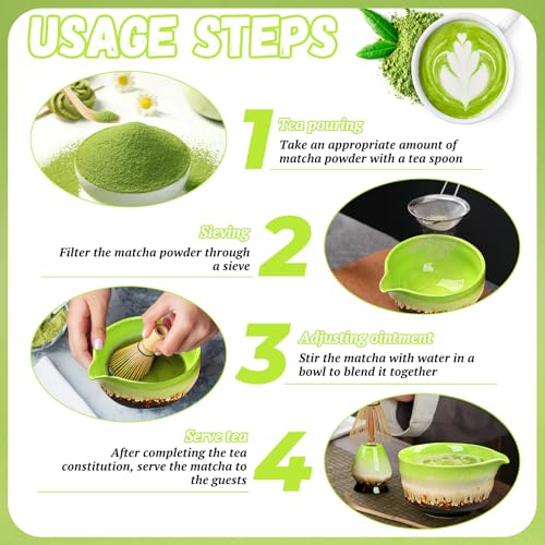 6Pcs Matcha Whisk Kit Set with Ceramic Matcha Bowl and Matcha Whisk Holder,Scoop,Bamboo Sifter,Matcha Kit for Ceremony Home Kitchen Decor Unique Gifts for Tea Enthusiasts by Leoly Dreaming - Image 6