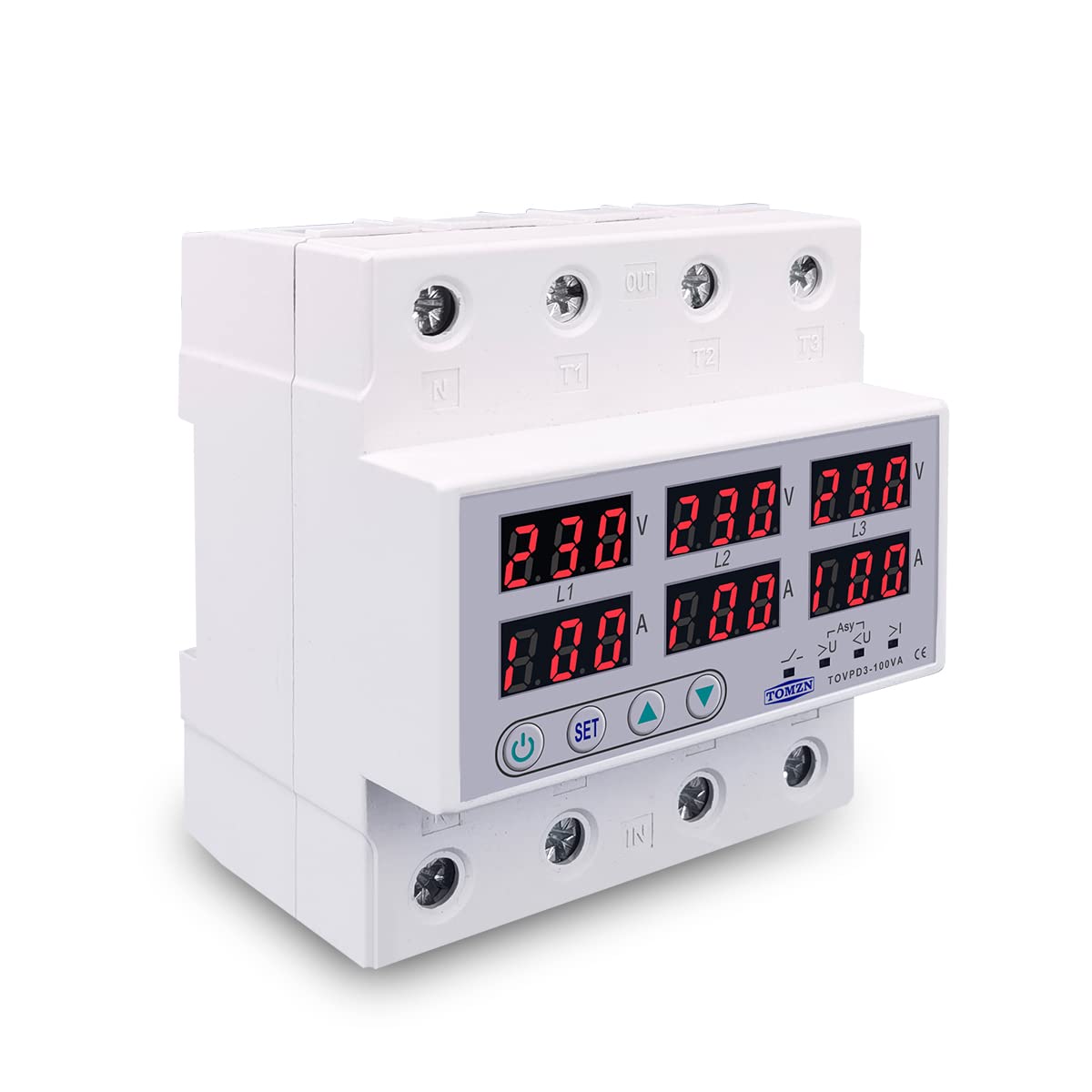 Interruttore Magnetotermico Differenziale Relè di tensione a 3 fasi DIN 380V VoltMeter Ammeter oltre e sotto Monitor Protezione Regolare la sovratensione corrente(63A)