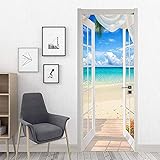 MISSSIXTY Door Sticker, 3D Door Wall Mural Wallpaper Stickers Vinyl Removable Decals for Home Decoration 30.3' x 78.7' (Dreams Beach)