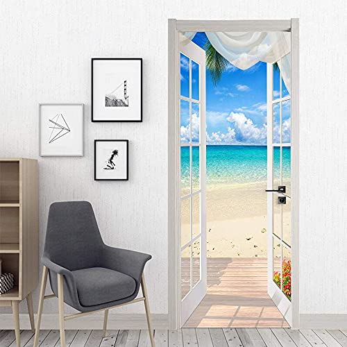 MISSSIXTY Door Sticker, 3D Door Wall Mural Wallpaper Stickers Vinyl Removable Decals for Home Decoration 30.3