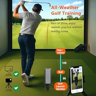 Swinora Golf Launch Monitor & Simulator: Portable Swing Analyzer with 13 Metrics, 3D Driving Range, 3D Trajectory & Video Record for iOS/Android