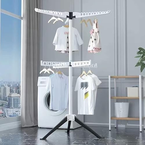 Eveme Foldable Garment Rack,Clothes Drying Rack 2-Tier With 7 Arms,Adjustable Height, 60 Garments,Foldable Garment Clothes Drying Rack Garment Storage Hanger Organizer Indoor Outdoor Space Saver #TOP4