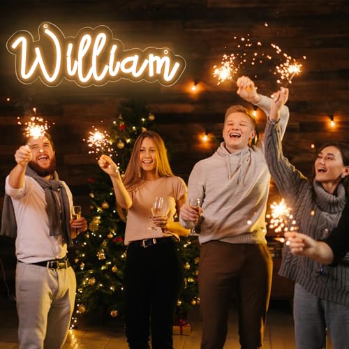Image of William Name Neon Sign,LED Name William Neon Light for Kids Bedroom,Birthday William Party Decoration,Neon Sign Customizable for Wall Decor,Perfect Name for boy,Size 13.4 * 5.1 inches(JTLD096)